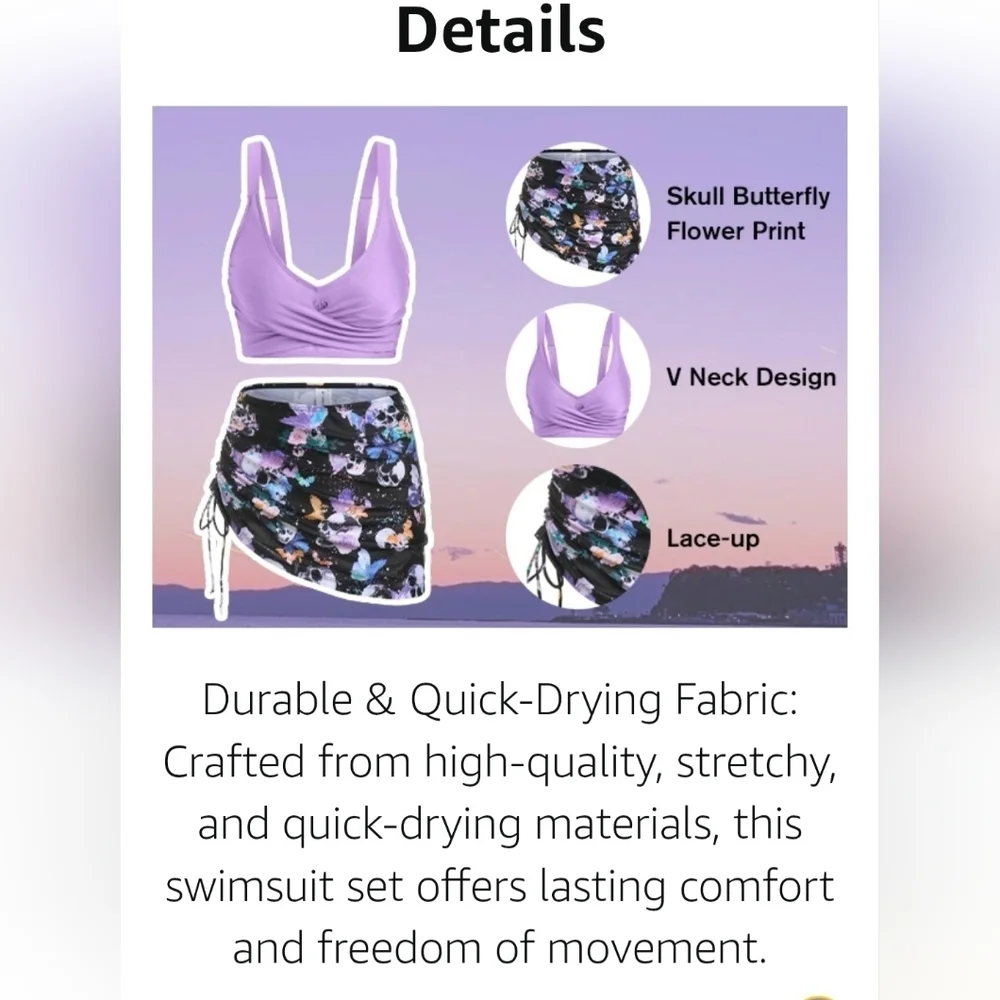 DRESSFO Women's High Waisted Bikini with Cover Up Skirt #887 - Picture 11 of 11